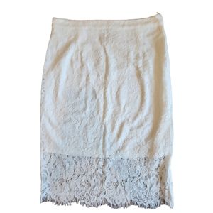 NWOT White Lace Skirt, Size L, Side Zipper